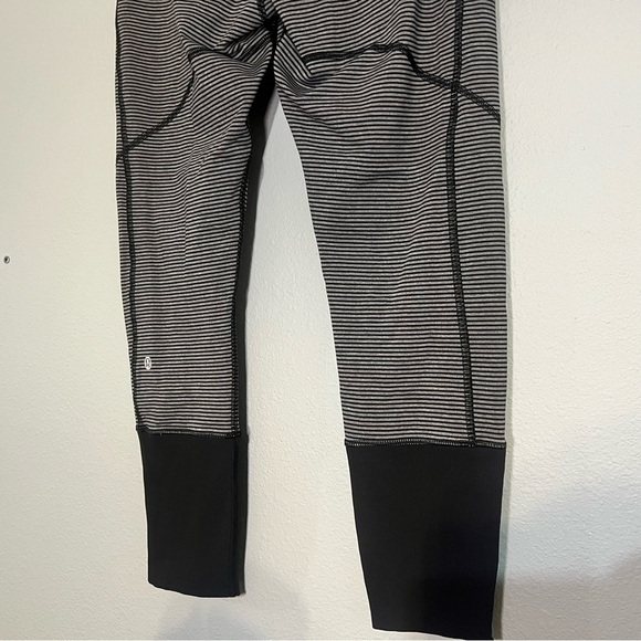 Lululemon Rebel Runner Crop Mini Pop Stripe Heathered Slate Black Size 8 - Picture 12 of 16